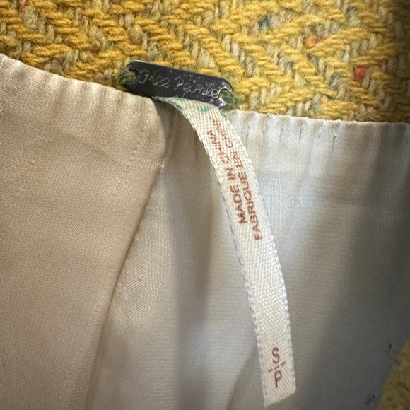 Free People Peacoat Wool Tweed Coat Jacket Size Small Yellow Mustard Fall Warm - Picture 2 of 5